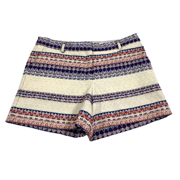 Katherine Barclay Woven Shorts Womens Size 8 Blue Red Beige Boho Festival Hippie - Picture 1 of 7